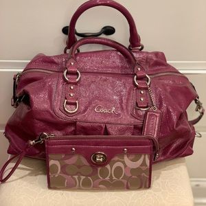 Purple patent leather Coach bag